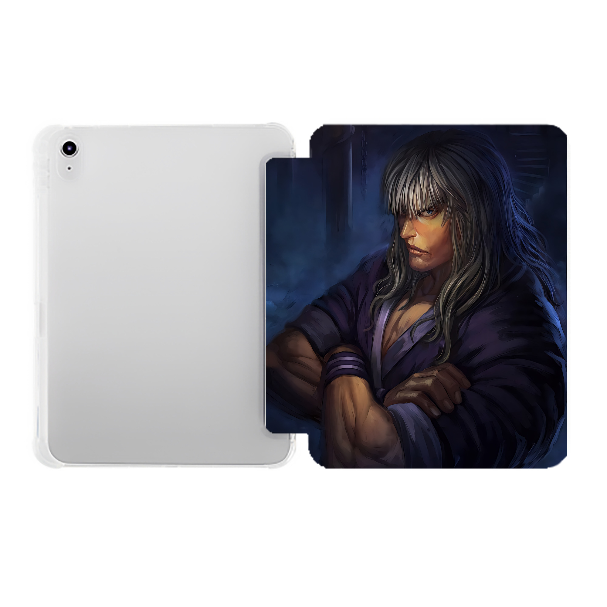 （画像用） 北斗の拳 Fist of the North Star IPad ケース ペン収納付き 三つ折りスタンド PUレザー×シリコン 対応機種9.5/10.5/10.9インチ
